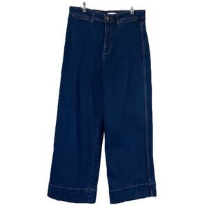 LOFT Jeans High Waist Wide Leg 11” High Rise Crop Dark Wash Women’s Size 6